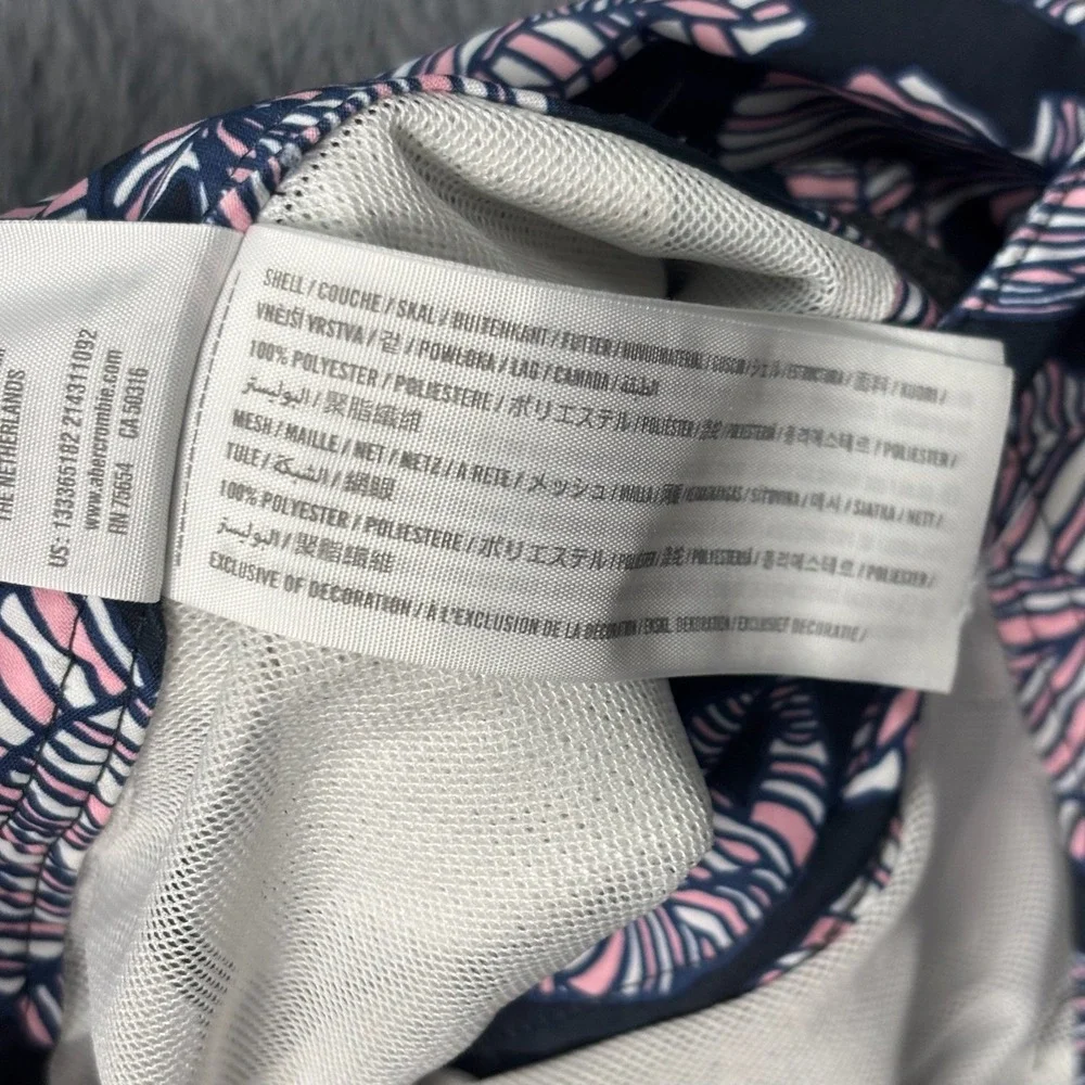Abercrombie & Fitch Mens Navy Pink Fish Shell Swim Trunks Board Shorts 31